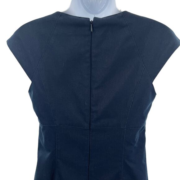 Betsey Johnson Navy Blue Cap Sleeve Gold Studded Detail Shift Dress Women Sz 2 - Picture 5 of 10